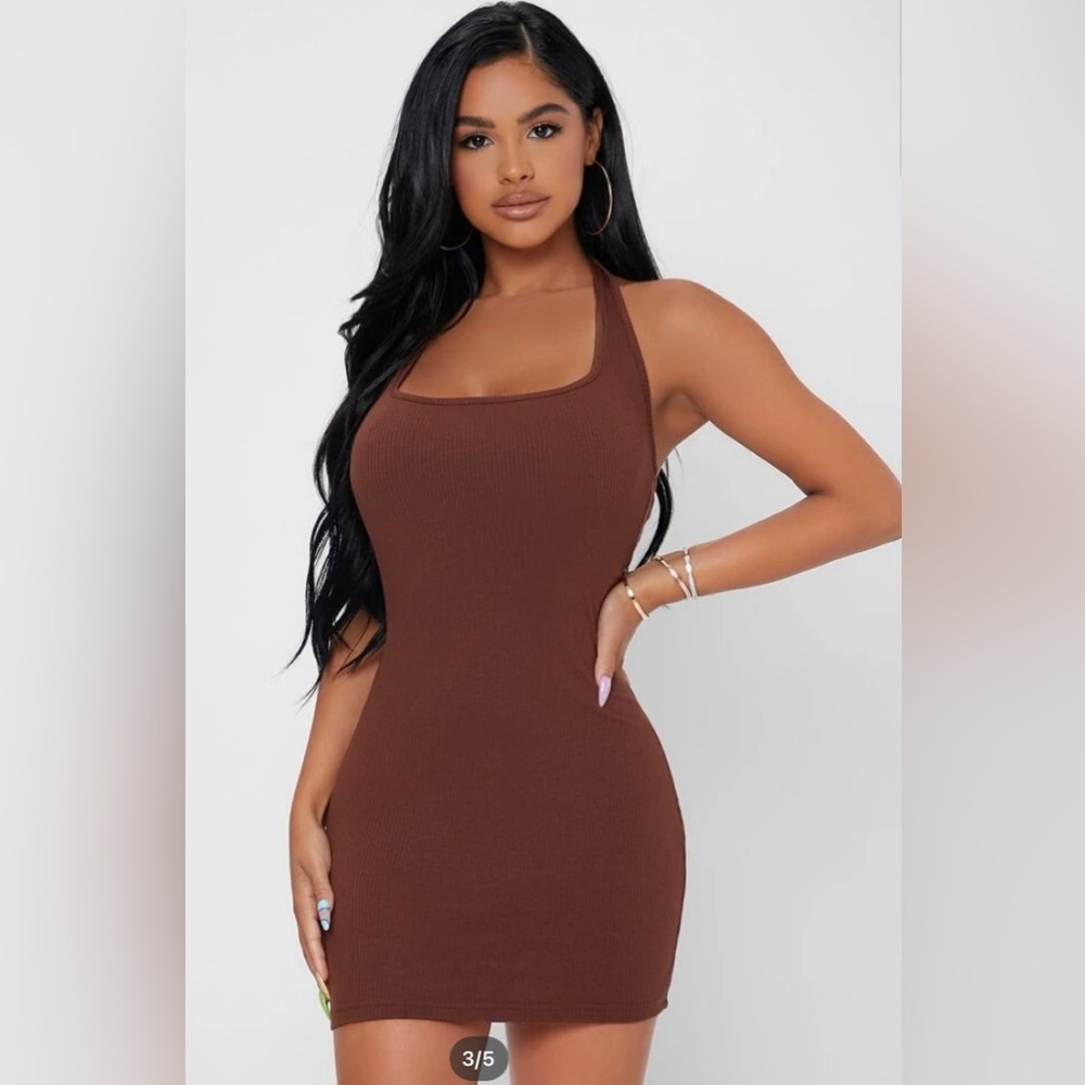 Brown halter dress